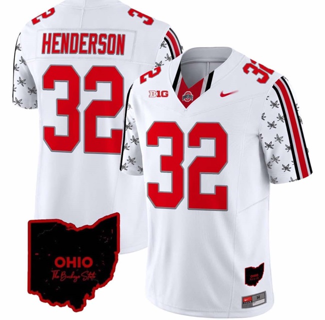 Men's Ohio State Buckeyes #32 TreVeyon Henderson White 2023 F.U.S.E. Limited Stitched Jersey Men's Ohio State Buckeyes #32 TreVeyon Henderson White 2023 F.U.S.E. Limited Stitched Jersey